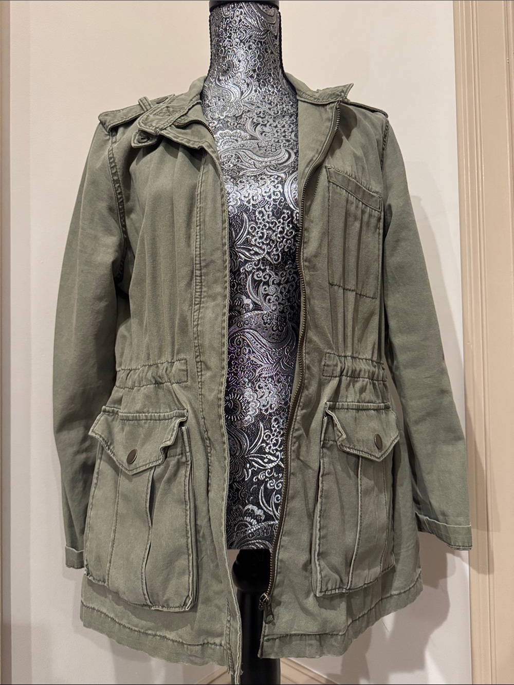 bp Olive Green Utility Jacket with Flap Pockets